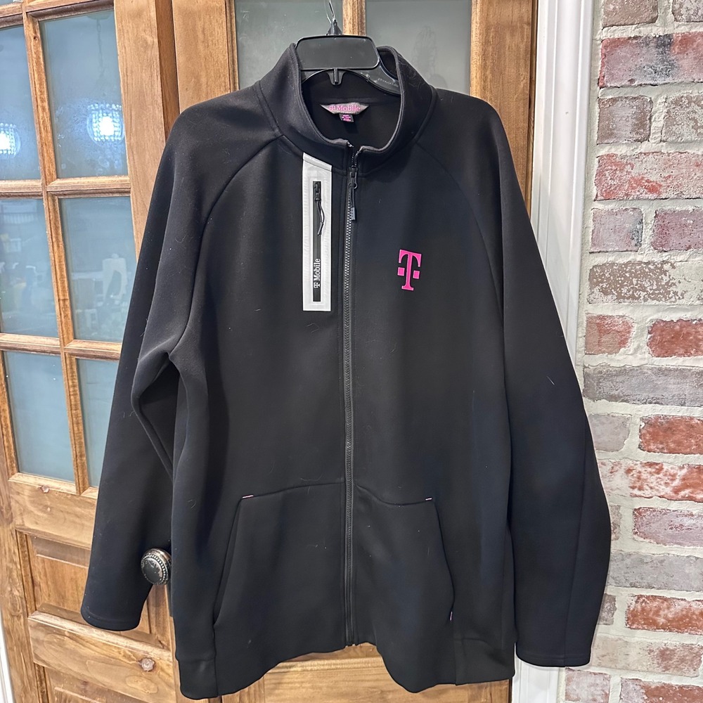 T-Mobile Full Zip Jacket Mens XL Tall Black Magenta Logo Tech Corporate Gear